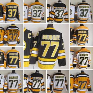 1924-1999 영화 레트로 CCM 하키 저지 자수 77 Ray Bourque 37 Patrice Bergeron Vintage Jerseys