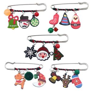 Broches clássicos de broche de chandas de Natal clássicos luvas de árvore de neve do boneco de neve Floco de neve Papai Noel Liga de plástico Pingente Pingente Anexo Jóia Mulheres Presente de Jóias