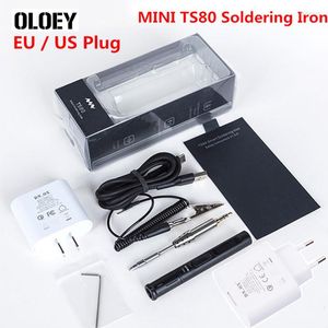 Original MINI TS80 Estação de Ferro de Solda Digital QC3.0 USB Tipo-C OLED Programável STM32 Chip Tips Conjunto de Ferramentas US EU Plug Kit