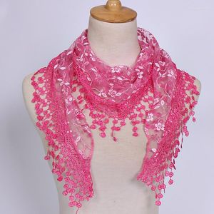 Scarves Women Fashion Triangle Shawl Prayer Scarf Embroidered Lace Veil Floral Tassel Mantillas Scarve Spring Summer Po Props