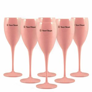 Hurtownia 6pcs Veuve Clicquot Wine Party Champagne Coupes Glass VCP Flute Flute Plastic Plastic Orange Puchar