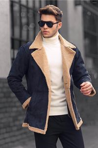 Men's Down Men Suede Leather Furry Coats Parka Selling Winter Jacket Thick Slim Fur Hooded Outwear