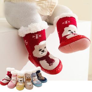 Первые ходьбы рождественские детские туфли теплые зимние пинетки против скольжения флисовая девочка для рожденной повседневной. 2022