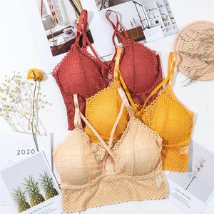 Bustiers & Corsets Sexy Lace Wrap Chest Tube Bra Crop Top Nylon Rope Woven Beauty Back Camisole Underwear Bralette Push-up Wire Free