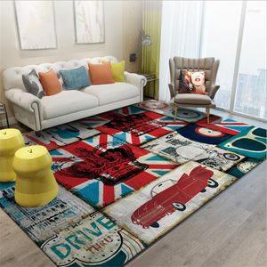 Carpets European And American Red Blue Flag Pattern Carpet For Living Room Rugs Children Rooms Bedroom