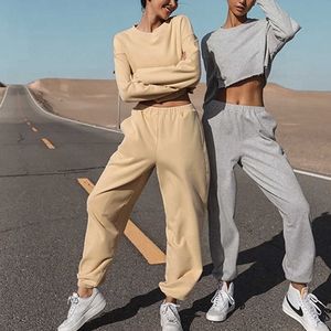 Women's Two Piece Pants SeigurHry Women's 2 Piece Loose Long Sleeve Sweatsuit Round Neck Irregular Pullover and Long Pants Sweatpants Set with Pockets T221012