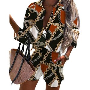 Two Piece Dress Casual Two Piece Sets 2022 Spring Leopard Print Shorts Suit Half Sleeve Shirts Tops And Shorts 2 Piece Set Button Shirt Outfits T230113