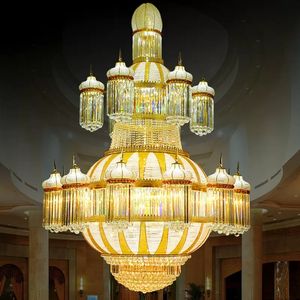 Big Crystal Chandeliers European Gold Chandelier Lights Fixture American Large Luxury Hanging Lamp Hotel Home Villa Lobby Hall Parlor Staircase Droplight D150cm