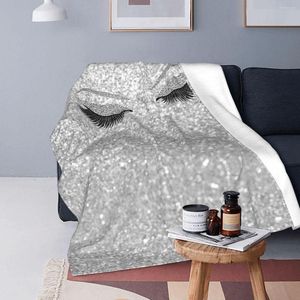 Blankets Glitter Eyelash Flannel Throw Eye Lash Gold Blanket For Sofa Bedroom Lightweight Bedding Throws