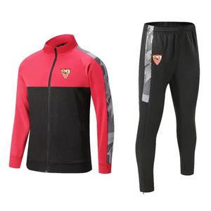 Sevilla FC Herrspårar Winter Outdoor Sports Warm Clothing Casual Sweatshirt Full Zipper Long Sleeve Sports Suit