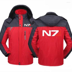 Masculino para baixo 2022 Jaqueta de inverno Mass Effect N7 Imprimir impressão personalizada de algodão com algodão com algodão emendado