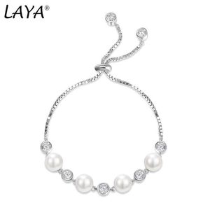 Braccialetti con ciondoli Laya Nature Pearl Charm Bracciale per donna Argento sterling 925 puro Zircone cubico bianco lucido Elegante gioielleria raffinata 2022 Trend