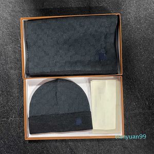 Designer Pashmina Women Mens Knitted Scarf Hat Set Winter Warm s and Scarves Beanie for Men with Box