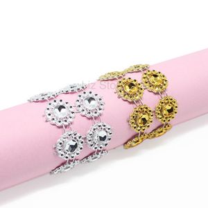 Sunflower Napkin Ring Hotel Wedding Banquet Napkins Buckle Double Row Sunflowers Napkin Buckles Table Decoration Towel Rings TH0578