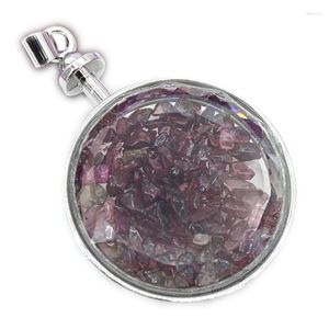Hänghalsband charm för kvinnor runda mynt glas rött oregelbundet kristall grus chip sten mode kläder passar diy halsband smycken b3074