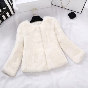 Women's Fur White Faux Coat Women Jacket Winter Korean High Quality Short Warm Plus Size Fashion Overcoat 3XL