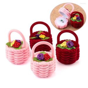 Jewelry Pouches Bags Jewelry Pouches 1 Piece Cute Flower Basket Veet Wedding Engagement Ring Box Gift Holder For Earrings Necklace D Dhy4C