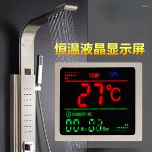 Bathroom Shower Sets Stainless Steel Panel Intelligent Digital Display Constant Temperature Set Household Nozzle