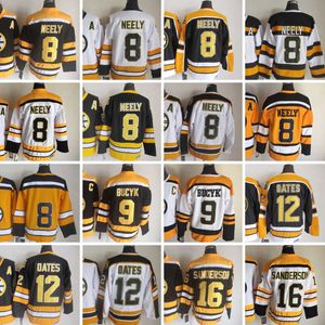 1924-1999 영화 레트로 CCM 하키 저지 자수 8 Cam Neely 9 Johnny Bucyk 12 Adam Oates 16 Derek Sanderson 빈티지 유니폼