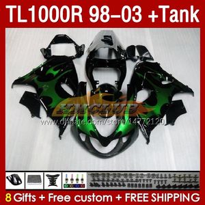 FAIRINGS TANK FÖR SUZUKI SRAD TL-1000 TL 1000 R 1000R 98-03 Kroppsarbete 162NO.5 TL1000 R TL1000R 98 99 00 01 02 03 TL-1000R 1998 1999 2000 2001 2002 2003 Fairing Green Flames