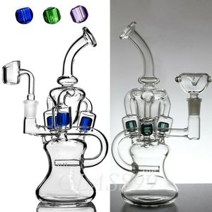 Neues Design-Glas-Shisha-Bong-Bubbler-Dab-Rig mit farbiger Inline-Perc-Doppelfunktions-Wasserpfeife, Shisha-14-mm-Gelenk-Bongs zum Rauchen, 9 Zoll hoch