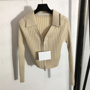 Sexy V Neck Cardigan Tops Diseñador Sweaters para mujer Letter Lady Fashion Knits Camisas Slim Zipper Ropa