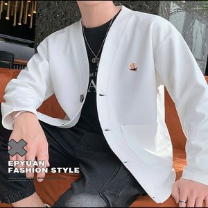 Maglioni da uomo Maglione da uomo Casual Marca Pigro Ricamo Logo Cardigan con scollo a V 2022 Harajuku Fashion Street Uomo Cappotto slim fit