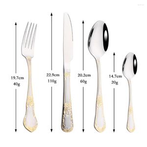 Set di stoviglie set di posate in oro reale set da tavolo in acciaio inossidabile cucina da cucina cucchiaio cucchiaio posate per lavanera per lavanela