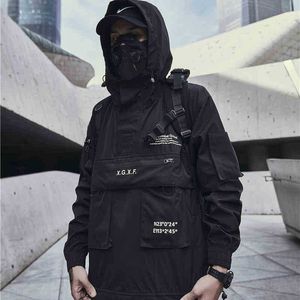 Jackets masculinos Techwear Jas For Men Spring Streetwear preto Capuzes com capuzes de vento d'água 0715