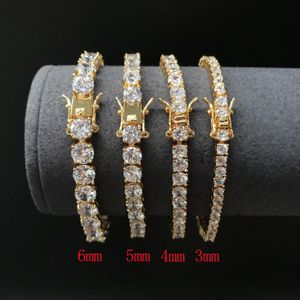 Modeschmuck Tennisarmband Designer Armbänder Sier Goldkette Diamant Zirkon Edelstahl für Männer 3mm 4mm 5mm 6mm Ketten 7 Zoll 8 Zoll