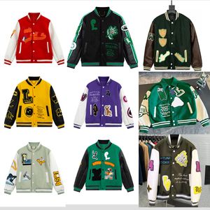 22FW Flocking Leather sleeves Baseball Jackets Coat Uniform Luxury Jacket Single Breasted Warm Jackets Couples Women Men Varsity Coats Men's Designer Clothing