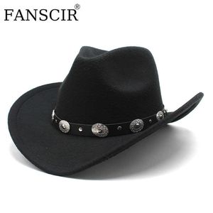 Mössa/Dödskalle Kepsar Mode Western Cowboyhatt För Män Ull Filt Höst Vinter Vintage Bred Brätte Fedoras Cowgirl Hattar Brittisk stil Kyrka Dammössa T221013