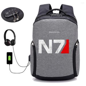 Rucksack Spiel Mass Effect Atmungsaktive Freizeit Anti-Diebstahl Leinwand Schultasche Teenager Junge Große Kapazität Outdoor Reise Laptop Tasche