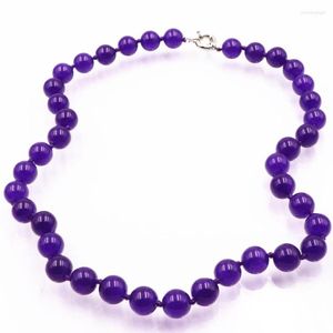 Choker Statement Women Round Beads Necklace Natural Stone Jades Jaspers Purple Amethysts Strand Necklaces Chain Jewelry 18" A559