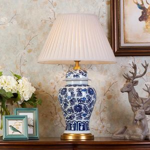 Tischlampen Blau Weiß Vintage Chinesisches Porzellan Keramiklampe Schlafzimmer Wohnzimmer Hochzeit Jingdezhen Europäisch