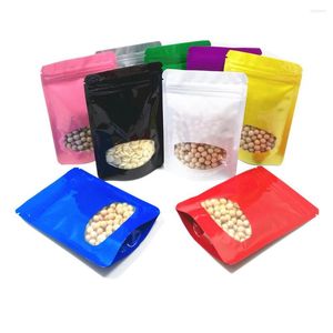 Storage Bags Glossy Aluminum Foil With Clear Window Stand Up Bag Food Dried Fruit Coffee Candy Tear Notch Reusable