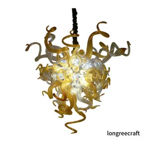 Chihuly Art Style Chandelier Lamps Golden Hand Blown Glass Chandelier Light med LED -glödlampor Takbelysning inomhus Fancy Chandeliers Hängande fixturer LR1184