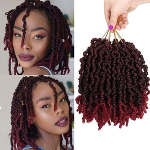 Spring Twist Crochet Hair 10 Inch Curly Crochet Braids Hair Passion Twists Bomb Twist Pre-looped Synthetic Hair Extensions LS28