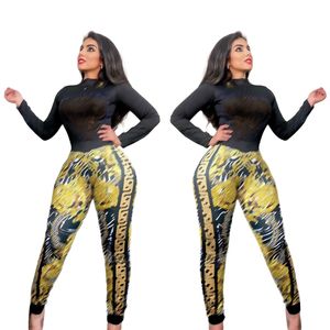 Pullover och Sweatpants Two Piece Pants Women Long Sleeve Sequins Top and Legging Set Ship266o