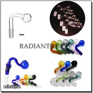 Pyrex oljebrännare rörglasrökningsrör blandade 5 stilar 14 mm/18mm manlig kvinnlig fog för vattenrör bong dab rigg skål grossist