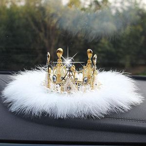 Interior Decorations Car Ornament Bling Rhinestone Crown Feather Dashboard Decoration Crystal Anti Slip Mat For Women Auto Accessories