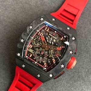 Luxury Mens Mechanics Watches Wristwatch Multifunctional Timing Carbon Fiber Watch Men's Automatic Mechanical Waterproof Wine Barrel m