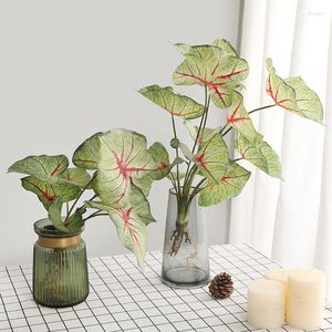 Decorative Flowers Artificial Leaves Green Arrowroot Fake Tropical Plants With Root Home Office Table Garden Decor DIY