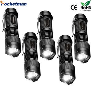 Flashlights Torches 5 PCS Mini Brightest Led Flashlight Tactical Flashlights Powerful LED Torch Zoomable Flashlamp Powered by AA batteries or 14500 L221014