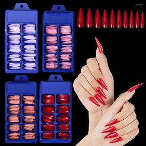 False Nails 100Pcs Candy Color Nail Tips Full Cover Long Stiletto Acrylic Ballerina Fake Tip DIY Beauty Manicure Extension Tools