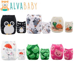 Cloth Diapers ALVABABY 6 diapers 12 Inserts Baby One Size Adjustable Washable Reusable Nappy for Girls and Boys 221014