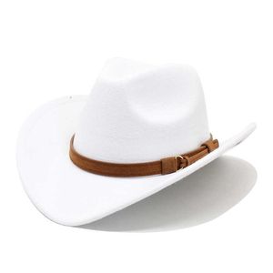 Beanie/crânio Caps Hat de cowboy masculino Acessórios de vaca ocidental Brim larga feltro feltro