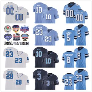 NCAA College North Carolina Tar Heels 10 Drake Maye Jersey Football University 28 Omionion Hampton 23 George Pettaway 8 Paysour 5 JJ Jones 3 Antoine Green Blue White