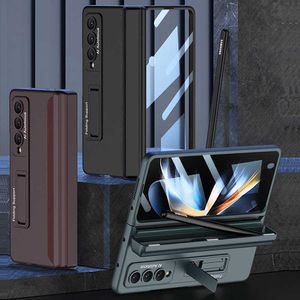 Mobiltelefonfälle Magnetische Faltenstifthalter Scharnier für Samsung Galaxy Z 4 5G Halterung Stand Harte PC-Abdeckung Glasfolie für 4 W221014