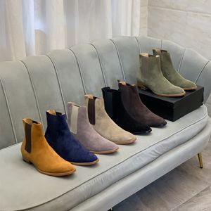 Stivaletti firmati per donna Ragazze Pelle scamosciata alla moda Slip on Chelsea Casual Inverno Autunno Caviglia Scarpe eleganti da donna Comodi stivaletti alla caviglia in pelle